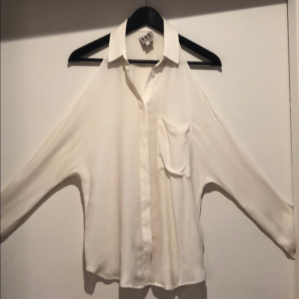 Haute Hippie white cut out shoulder top